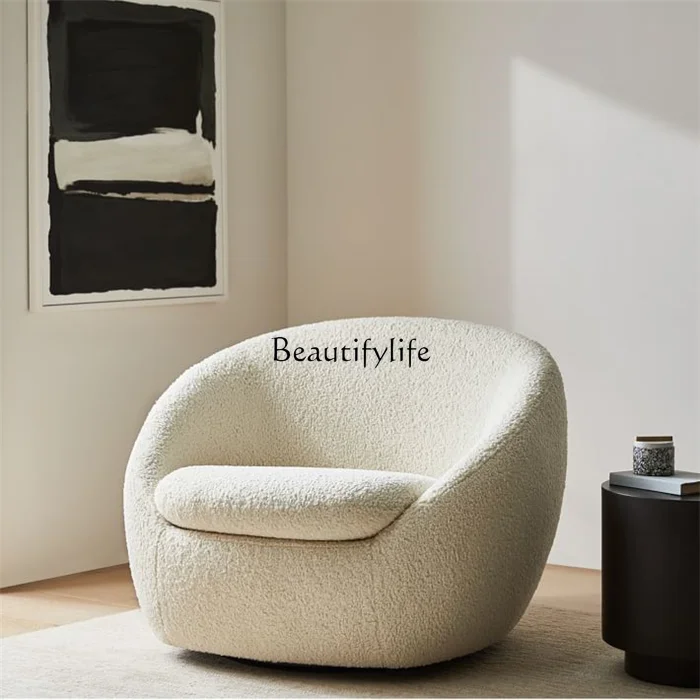 Nordic simple single leisure chair living room balcony lamb wool lazy sofa