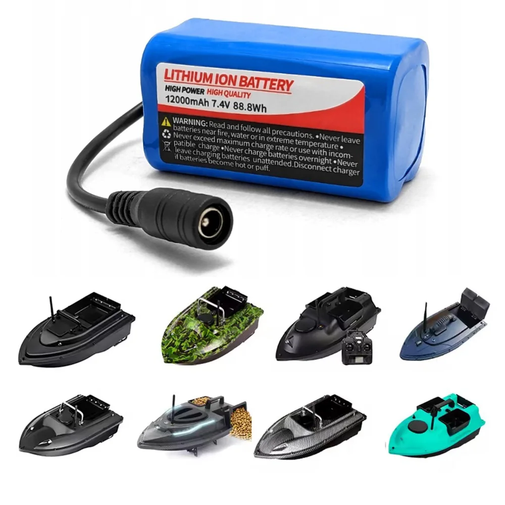 7,4V 12000mAh Original Li-Ionen-Ersatzakku Passend für T188 2011-5 T888 V007 H18 C18 RC Angelköderboot Wiederaufladbares Batteriezubehör