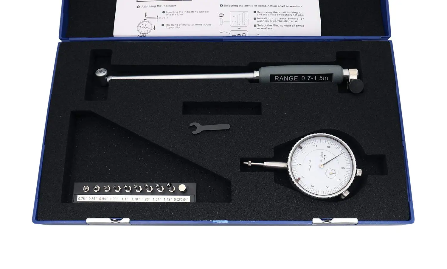 

Диаметр циферблата 0,7–1,5 дюйма на 0,0001 дюйма, длина штока 6 дюймов, Ee20-1015