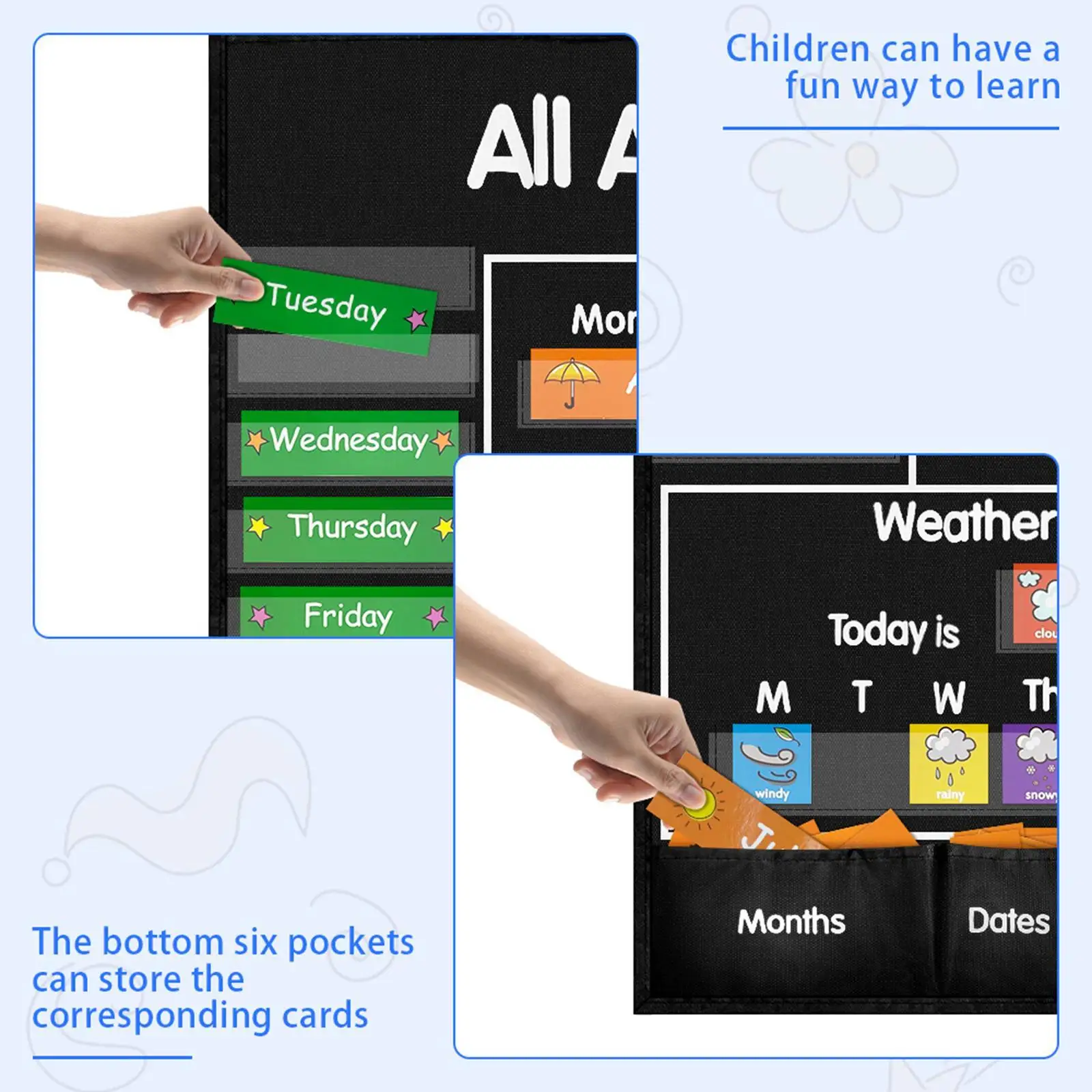 Weather and Calendar Pocket Chart for Scheduling Teaching Supplies Classroom