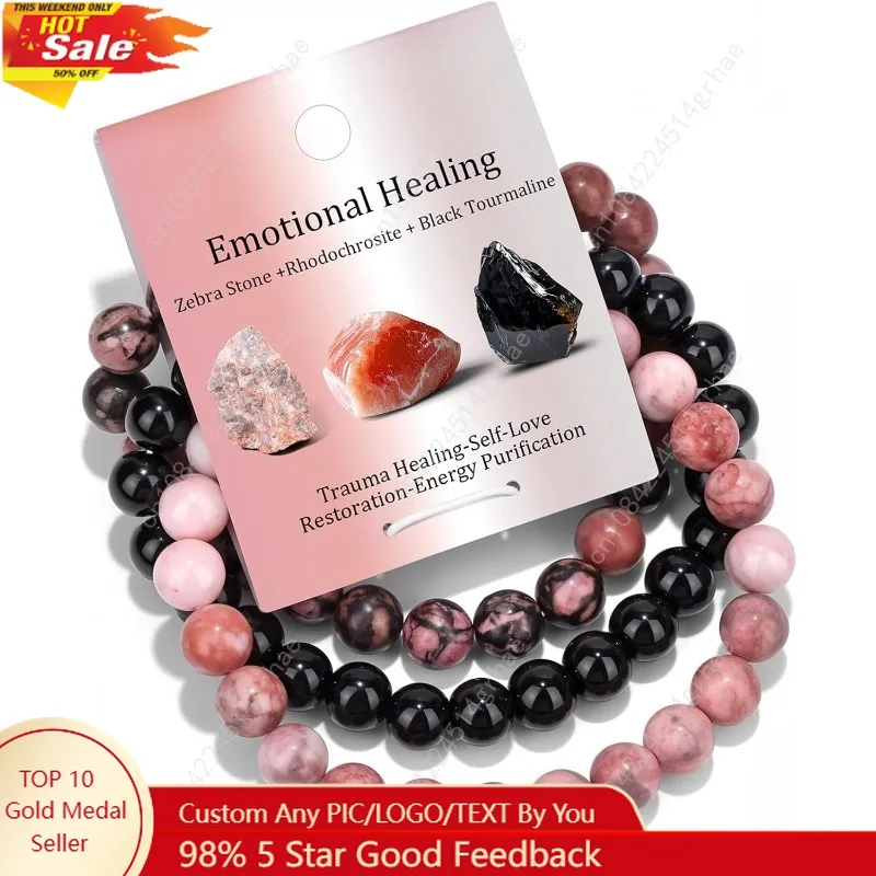 

Healing Crystal Bracelets for Women Men 8mm Tiger Eye Hematite Black Obsidian Natural Stone Beaded Stretch Bracelet Triple Prote