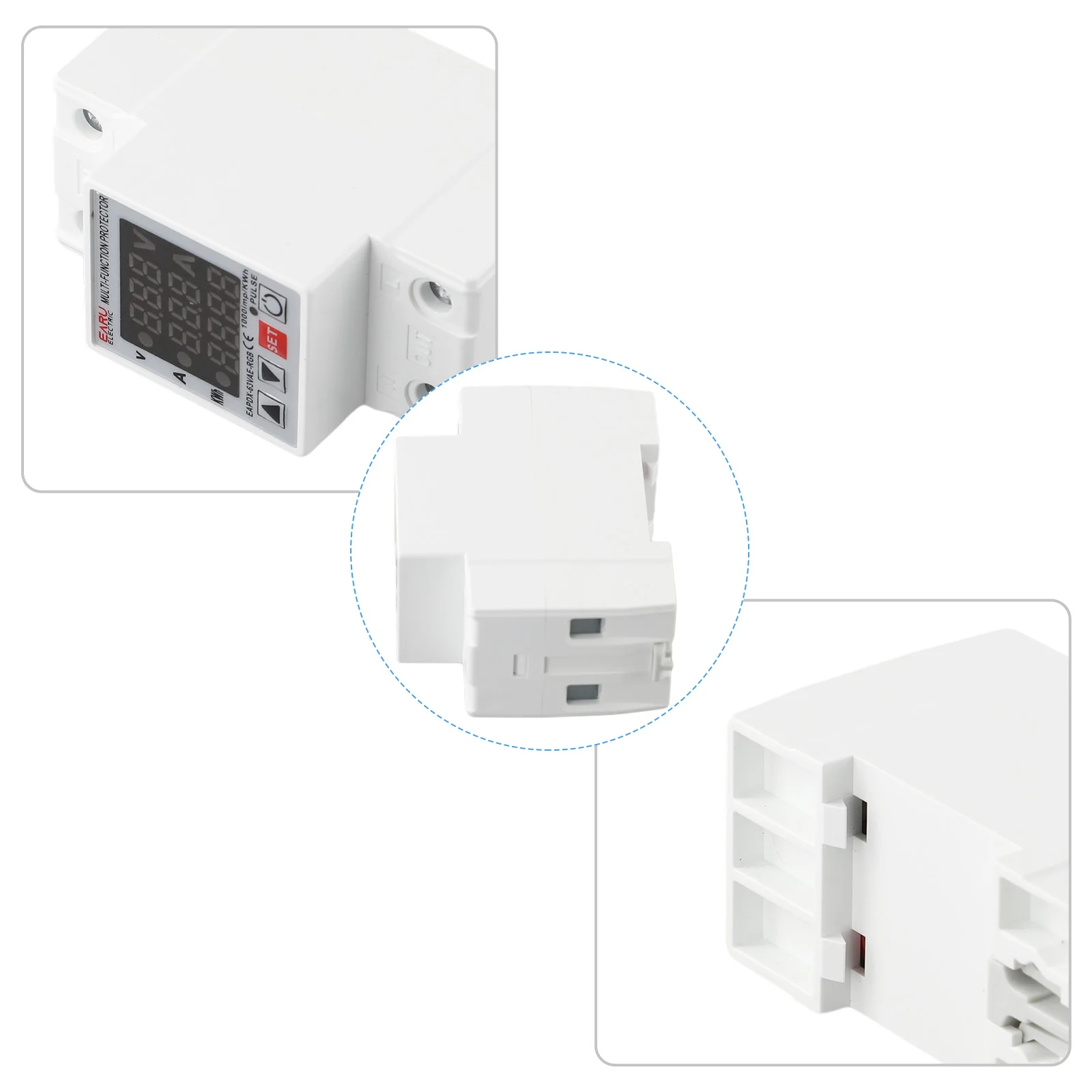 Protective Device Protector Relay Current Protective Din Rail Over Voltage Reconnect Time Red Blue Current Protective Device