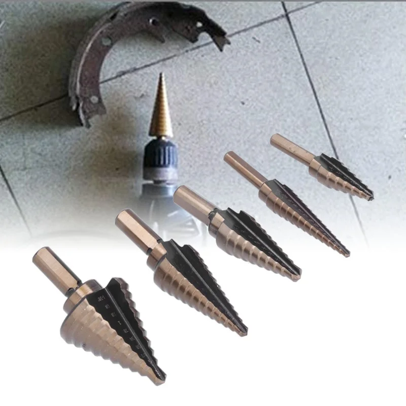 5個入りインチステップドリルビットセット高速鋼製頑丈で耐久性のあるより速くよりスムーズなチタンステップドリルビット