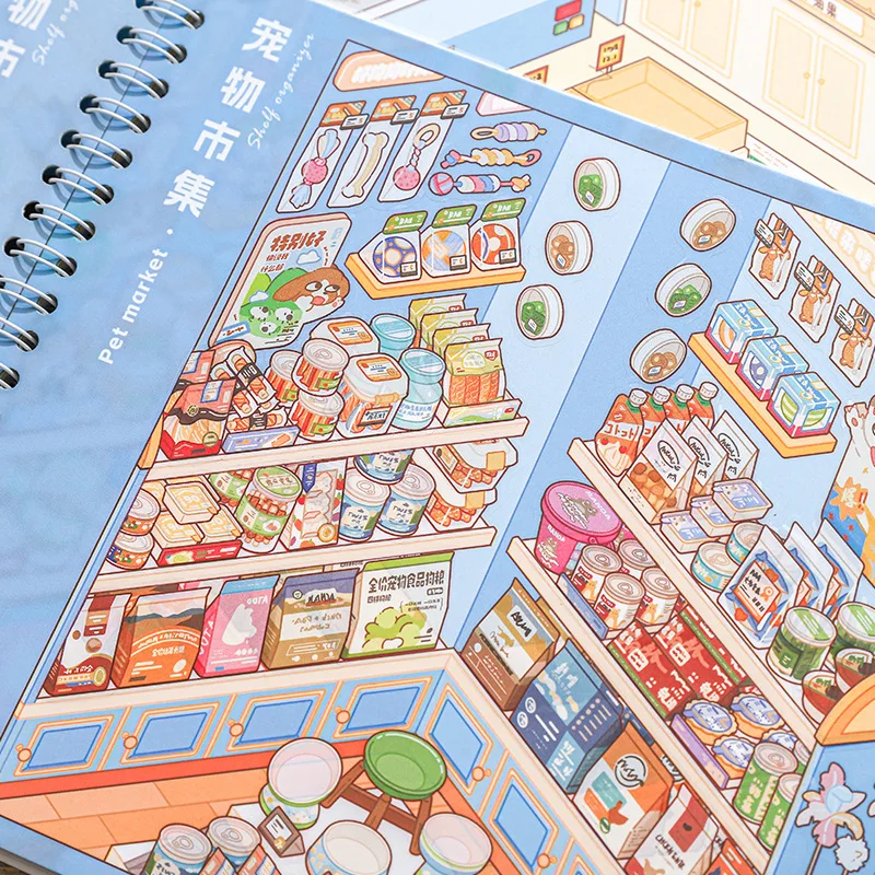 

Кавайный декомпрессионный набор для творчества: 3D-игрушки, стикербук с пейзажами, DIY-набор для создания карманных сцен, праздничный подарок ﻿