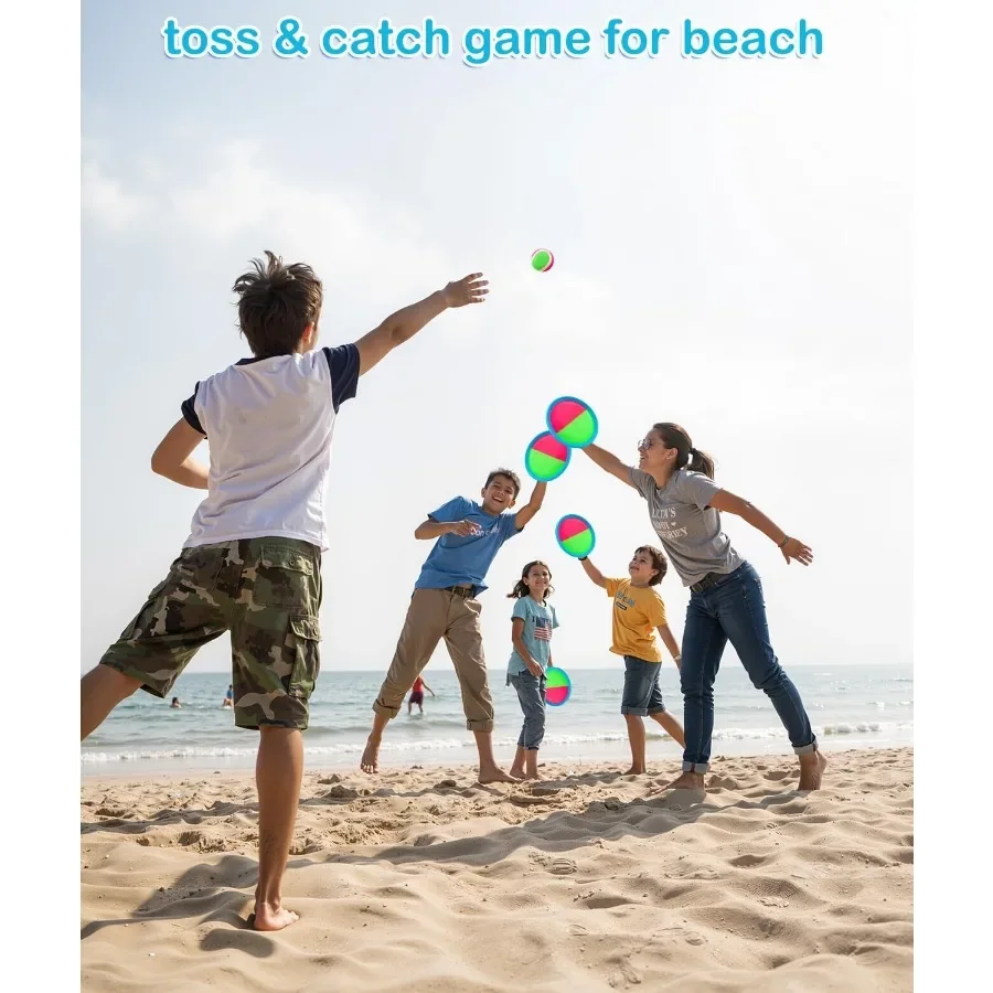 Juego de lanzamiento y captura de pelotas para juguetes de playa al aire libre, juguetes de piscina, juego de captura con 6 paletas y 3 pelotas, juegos de patio al aire libre durante 412 años