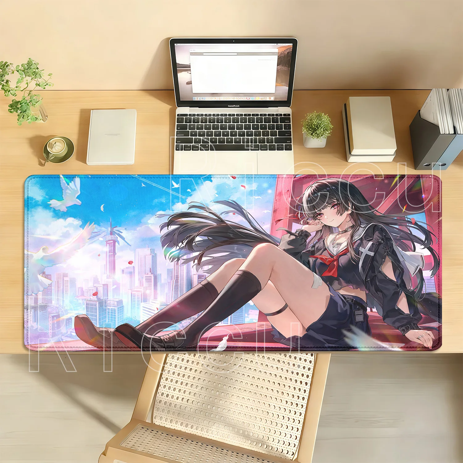 WuWa Kuchiba Chisa Wuthering Waves XXL Mouse Pad PC Gaming Non-slip Base Keyboard Desk Mat Offices HD Printing Overlock Mousepad