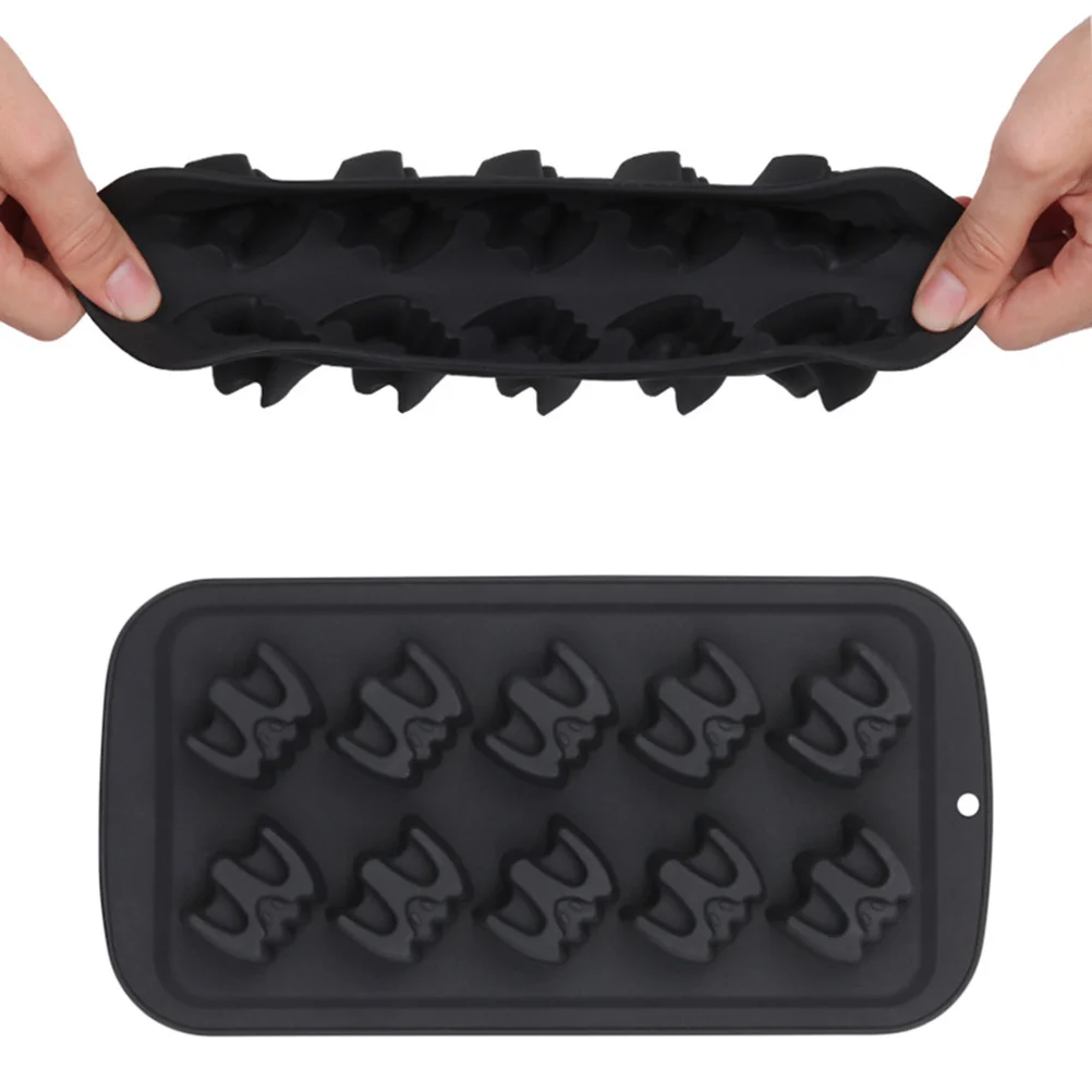 Cetakan Silikon Bentuk Kelelawar Berkualitas Tinggi Anti Lengket untuk Memanggang Cokelat Permen Jeli Kue Halloween Nampan Es Batu