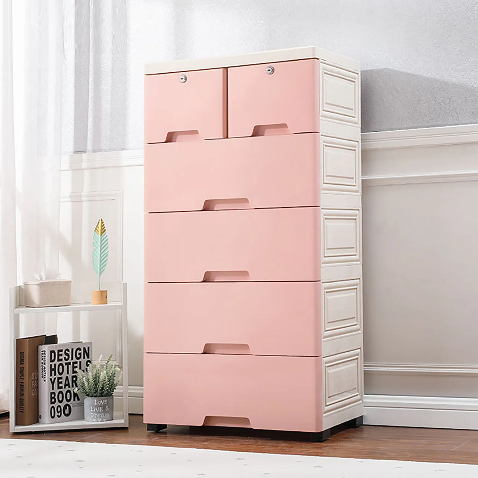 6 Closet Drawers Organizer Storage Plastic Cabinet Dresser Clothes Bedroom Pink