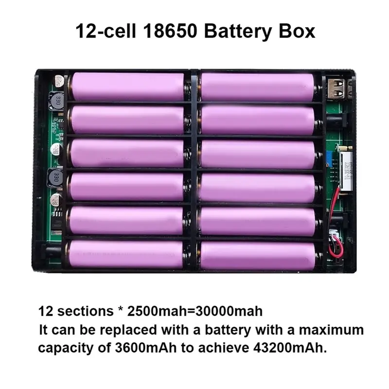 BIGSALE-DC UPS 12x18650 Battery Power Supply Box DIY Power Bank Kit 5V 9V 12V Output Optical Modem Router Uninterruptible