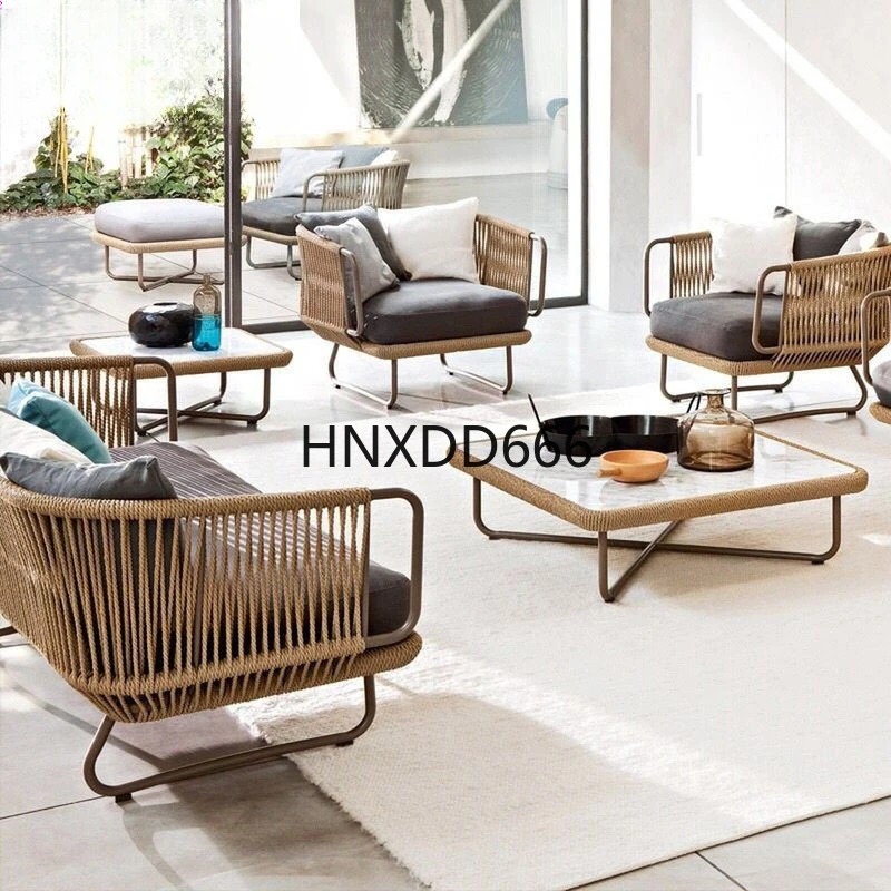 Nordic Freizeit Minimalistisches Design Gartensofas Moderne Einfachheit Innenhof Villa Gartensofas Kunst Gartenmöbel Divano