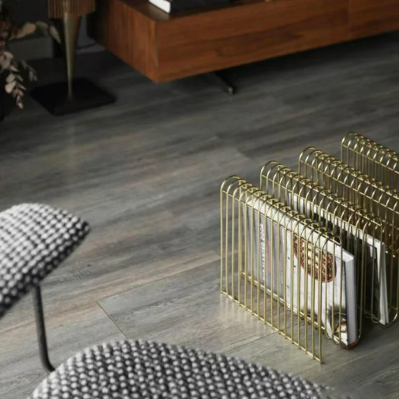 Industrial Style Side Table with Storage Designer Metal Magazine Rack Creative Sofa End Table for Books/Decor Modern Wire Basket