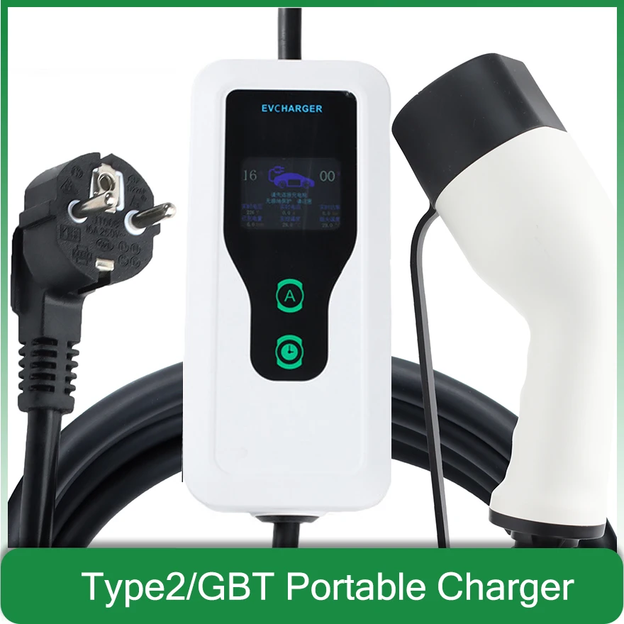 Byd-Chargeur Portable EVSE Type 2 GBT EV, 1 Phase 32A 7KW 16A 3.5KW, pour Voiture Électrique Alberoise, Boîtier Mural 220V