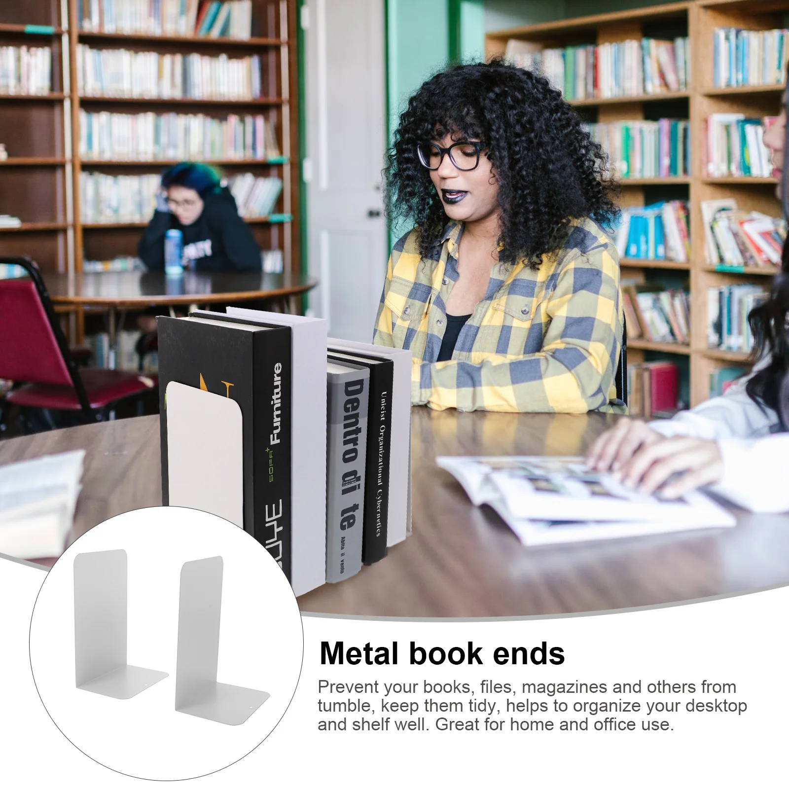 

2pcs Metal Bookends Desktop Book Organizer Simple Book Supports For Home Office Student File Magazine Cd Storage Decor