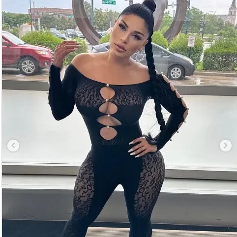 Sexy Hollow Out See Women Solid Seductive Midnight Off Shoulder Long Sleeve Body-Shaping Clubwear Outfit Through Jumpsuits