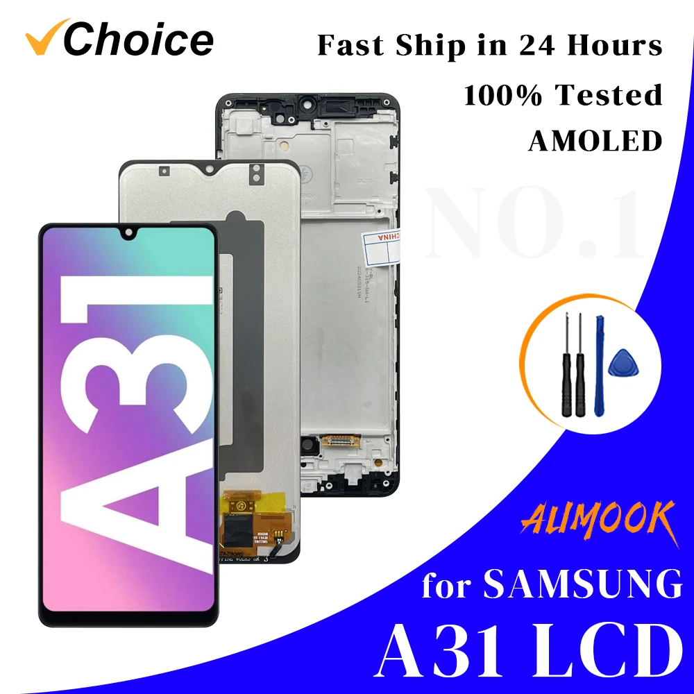 for SAMSUNG A31 AMOLED Display Touch Screen Digiziter Assembly pantalla For Samsung A315 With Frame LCD Display