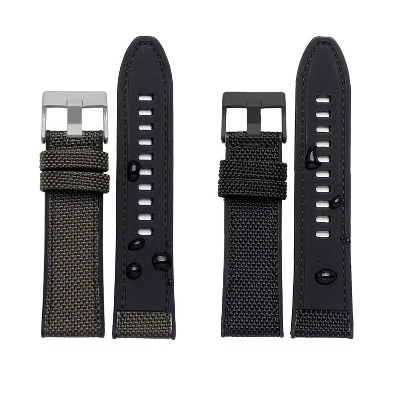 24mm 26mm 28mm Nylon Watchband For Diesel DZ4500 DZ4506 DZ7420 DZ4318 Silicone Bottom Waterproof Strap Men Wristban Black Green