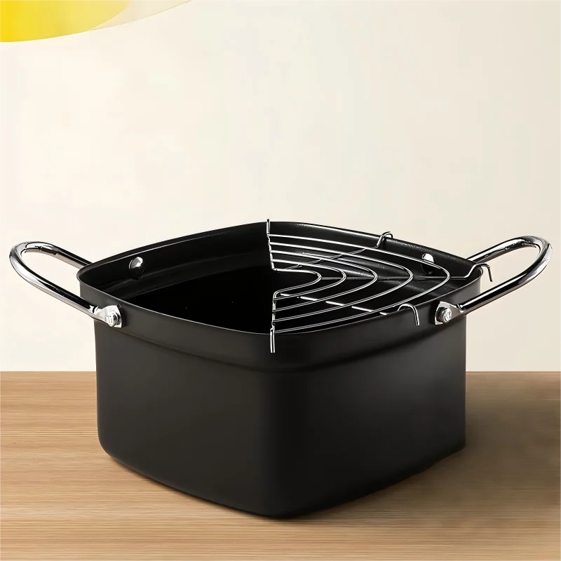 

Cooker King Japanese Tempura Fry Pan, Home Use Oil Saving Deep Fat Frying Pot with Temperature Control, for Gas Stove