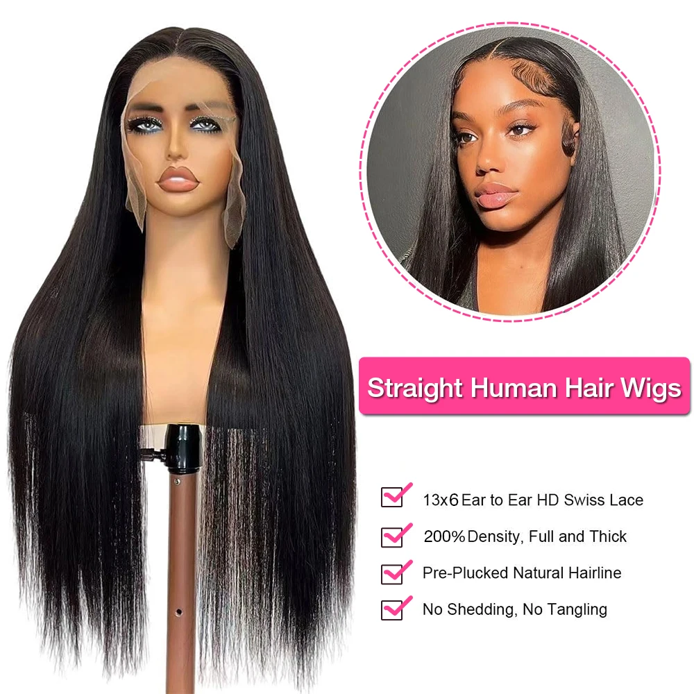 Tania 36-calowa peruka bezklejowa Straight Ready To Wear And Go 100% ludzkich włosów 13x6 HD Pre cut Lace Frontal Bob Wigs On Clearance Sale