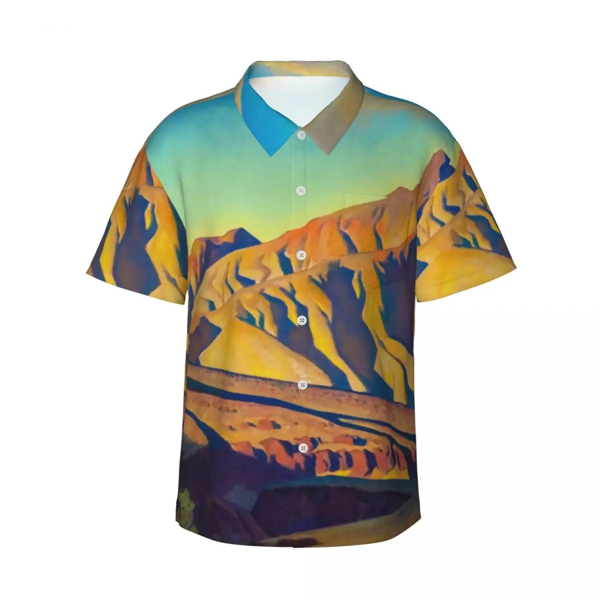 

Hawaiian Shirt Beach Mountain Range Blouses Desert Art Print Loose Casual Shirts Mens Short Sleeve Harajuku Clothing