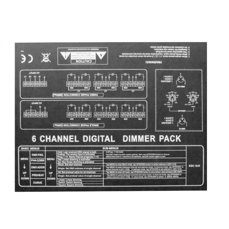 Consola 6CH DMX Цифровой затемнитель Pack dj оборудование