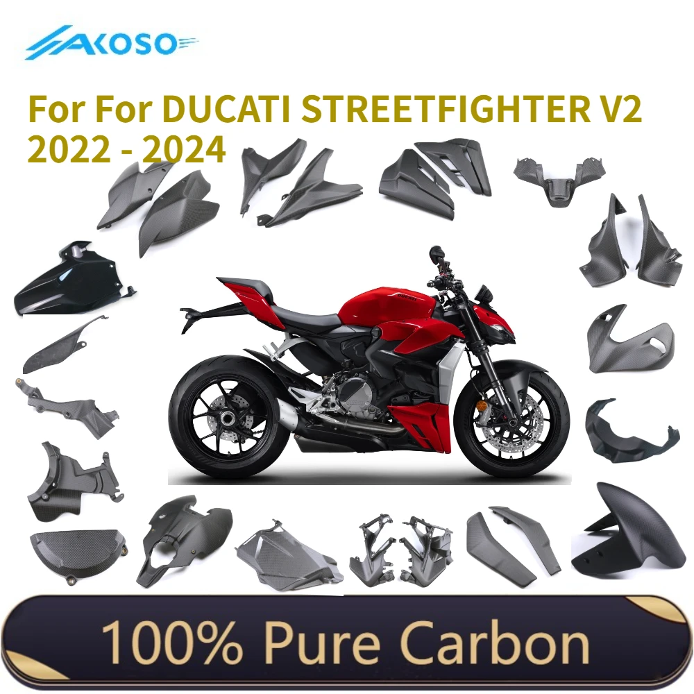 

For DUCATI STREETFIGHTER V2 2022 2023 2024 Full Pure 3K Dry Carbon Fiber Motorcycle Full Fairing kits