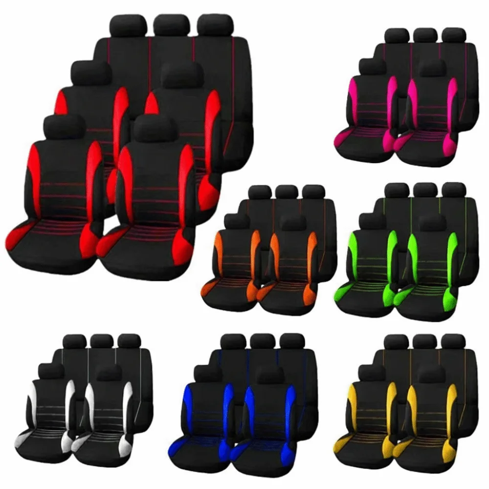 Fabric Material Car Seat Covers Waist Line Design Universal Size Seat Protectors Five-Seater Fit Stitching Design
