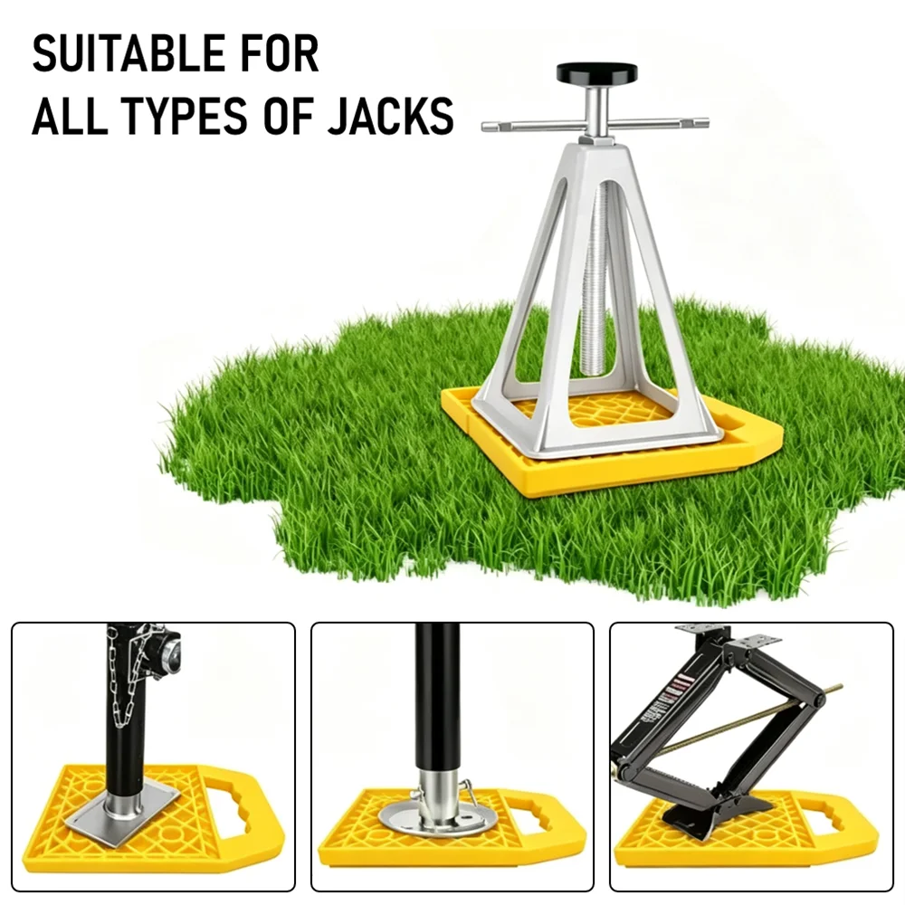 4 Pack Camper RV Leveling Stabilizer Jack Pads with Handle Support Blocks for Travel Trailers Campers