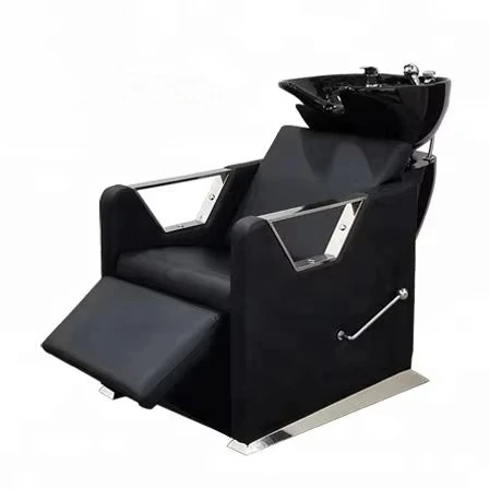 for Beauty Salon Barbershop Available Black White Modern Style Electric Leather Spa Chair Ceramic Washbasin