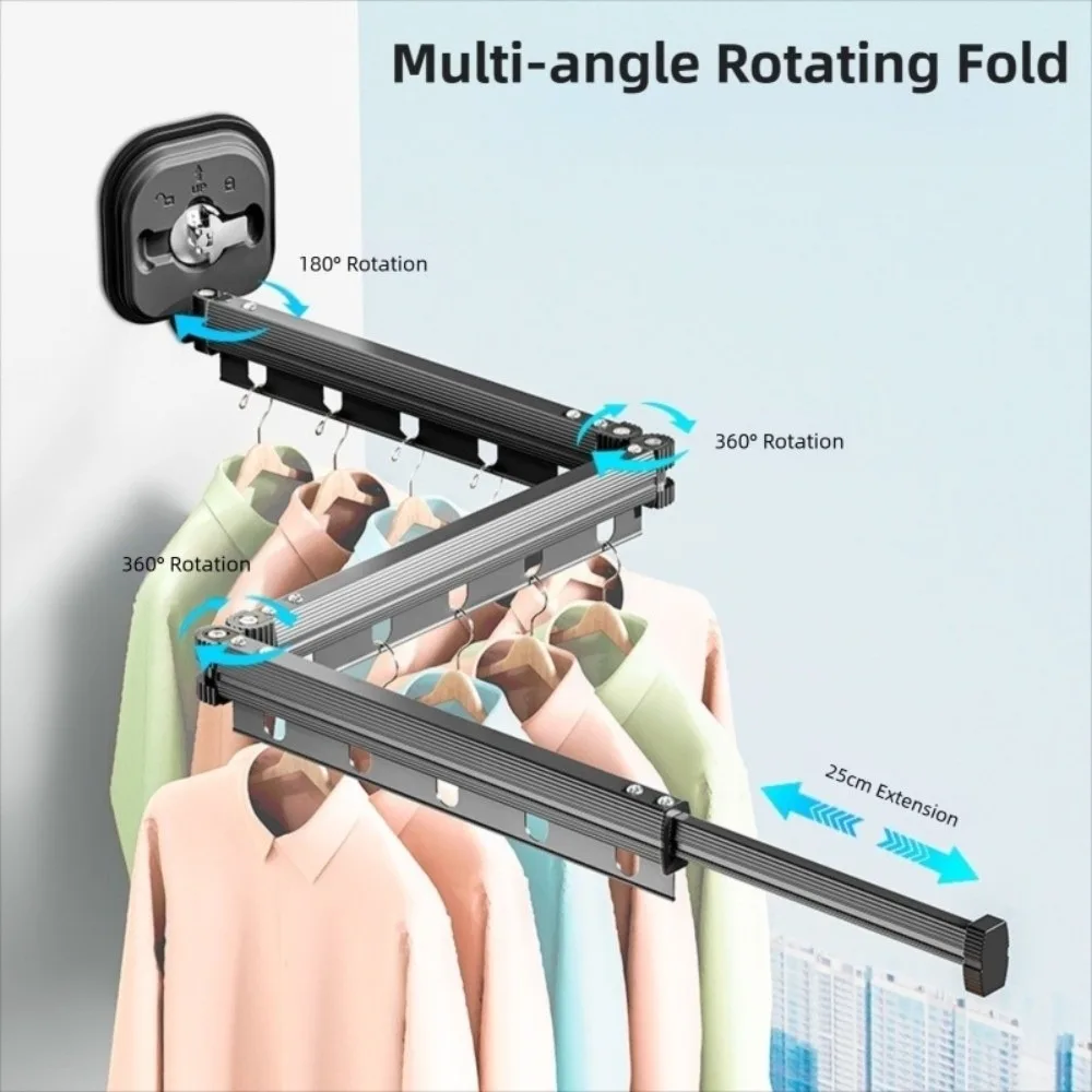 Picture 5: New Retractable Folding Clothes Hanger Space Saving Rotating Cloth Drying Rack Collapsible Drying Rack Home Use