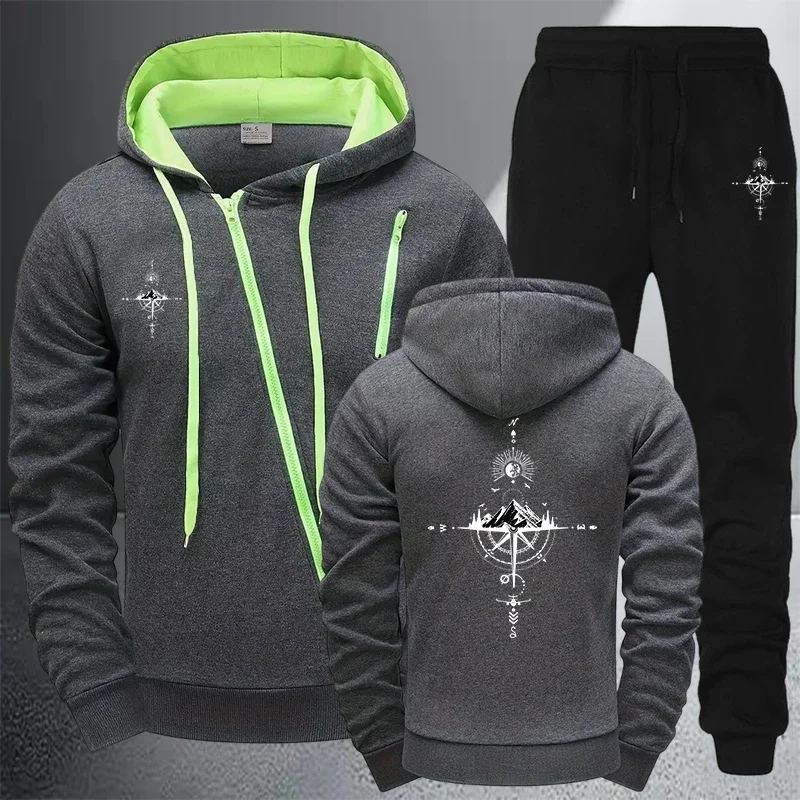 Men's Jacket Tracksuit 2026 Casual Zip Sweatshirts Coat Outdoors Sports Jogging Clothing Autumn Winter Daily Single Hoodie Pants - view 4
