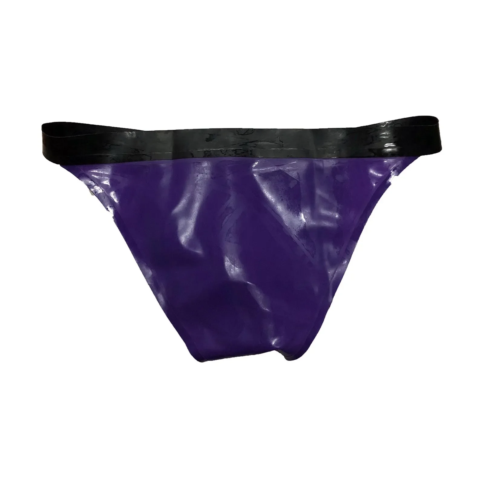 

MONNIK Latex Men Briefs Purple&Black Rubber Thong Shorts Panties Underwear Tight Underpants for Party Clubwear Bodysuit