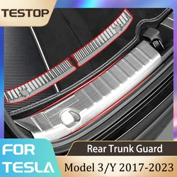 Tesla Rear Trunk Protector For Tesla Model Y Model 3 2017-2023 Accessories Bumper Guard Trim Cover Tesla Model 3 Y 2023