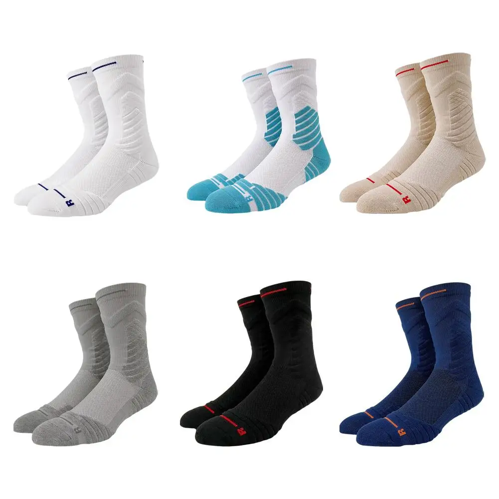 1Pair Professional basketball socks thickened towel bottom game training sports socks ankle protection non-slip socks