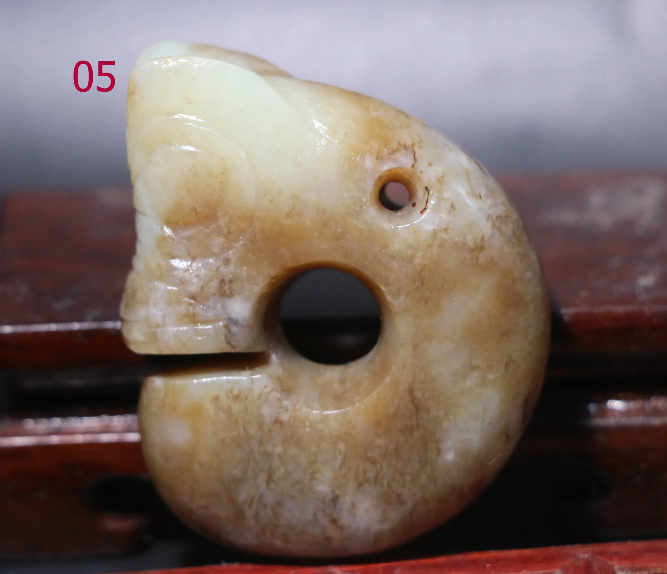 Hongshan Culture Style Old Hetian Jade Boar Pig Dragon Carving Big Totem Pendant