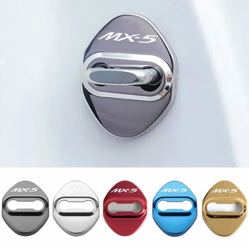 

4pcs/set Stainless Steel Car Door Lock Cover for Mazda MX-5 MX5 Logo Anti-rust Door Lock Protection Case Sticker Accessories