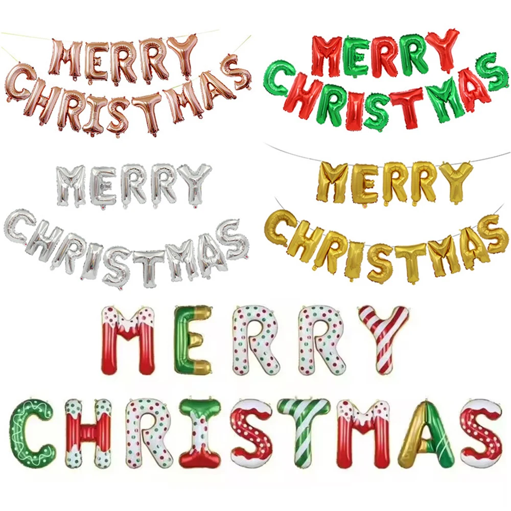 

16 inch Merry Christmas Foil balloon Backdrop Decora Hanging Letter Balloons Xmas Ornament for Merry Christmas Party Decoration