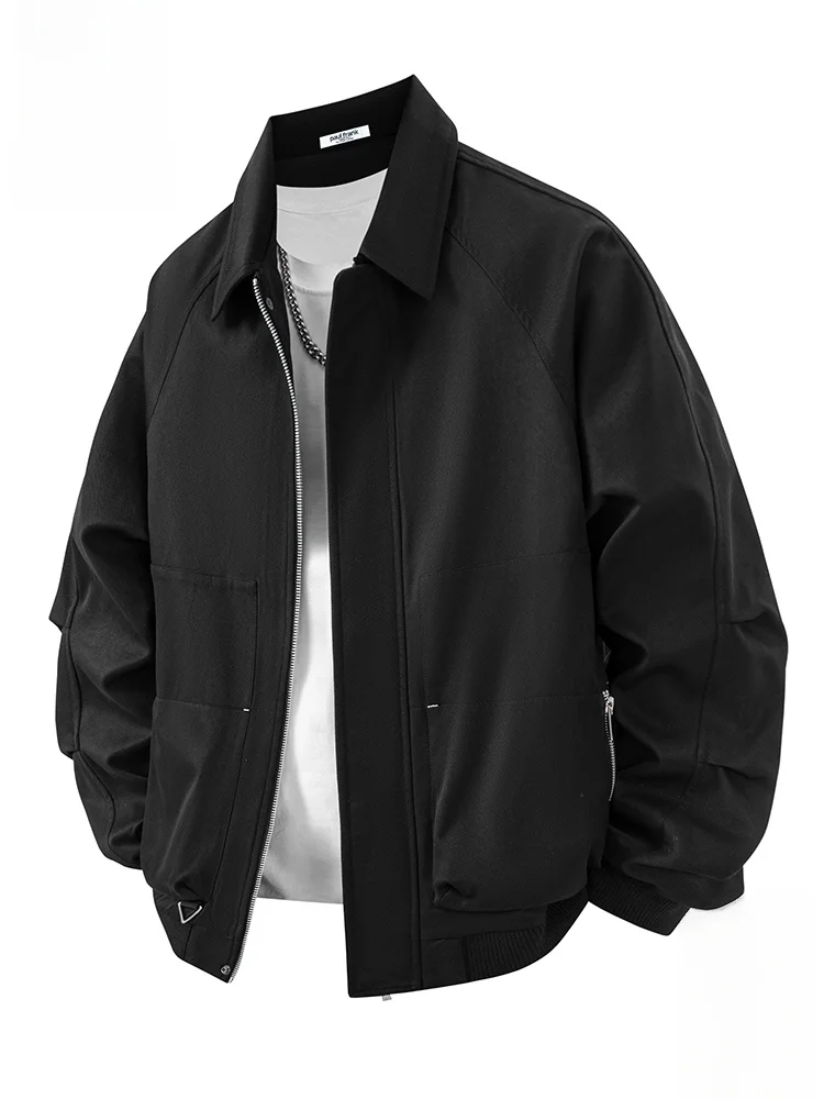 

PaulFrank Loose Fit Casual Jaet Collared Outerwear for Men in Bla with Large Mouth Monkey Print Autumn Faionable Top