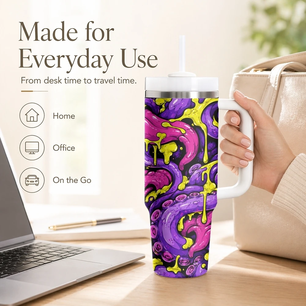 Creepy Monster Sketch Vacuum Flasks 40oz Stainless Steel Insulated Tumbler with Handle Straw Leakproof Cup Daily Travel Mug