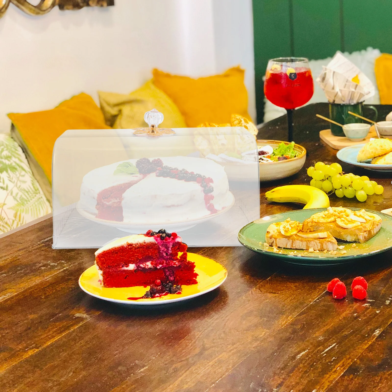 

Rectangular Cake Cover Clear Food Dome Protective Lid Plastic Tray Transparent Dessert Cover Decorative Cake Dome Reusable
