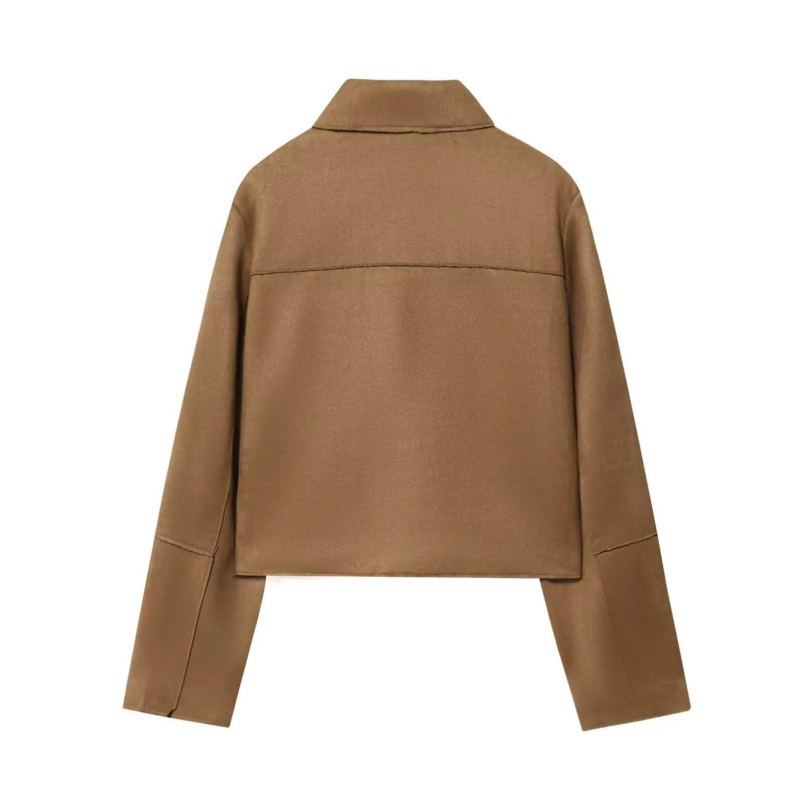 Maxdutti 2026 ربيع الموضة سترة جلدية من جلد الغزال سترة نسائية ملابس امرأة بلايز الحد الأدنى جيب واحدة الصدر دعوى