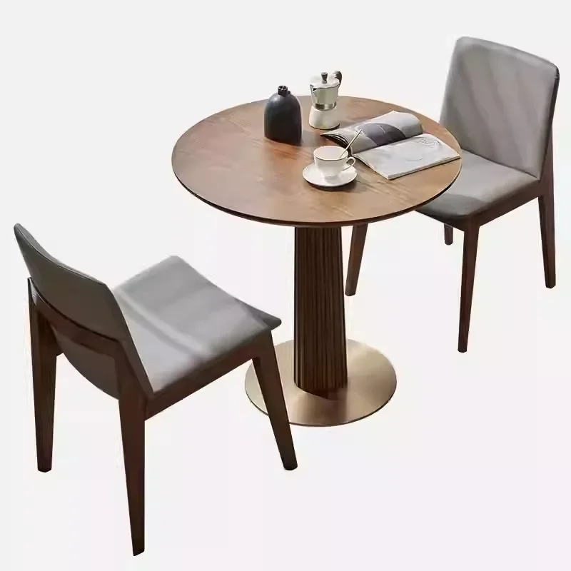 Medieval solid wood dining table negotiation table and chair combination light luxury milk tea shop reception cafe balcony small