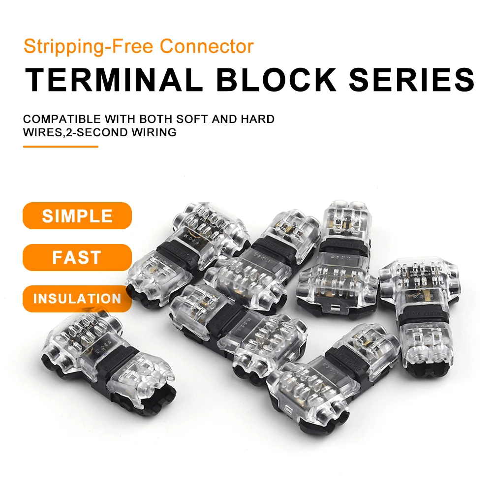 10 قطعة موصلات الأسلاك موصلات الأسلاك الجهد المنخفض اتصال الصلبة ، موصلات أسلاك الصنبور T ، موصلات لصق الأسلاك T نوع 2 دبابيس #2