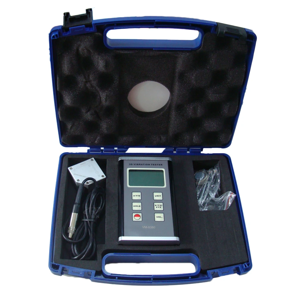 VM-6380 Digital 3 Axis Piezoelectric Accelerometer Vibration Meter 3D Tester Vibrometer Vibrator Acceleration