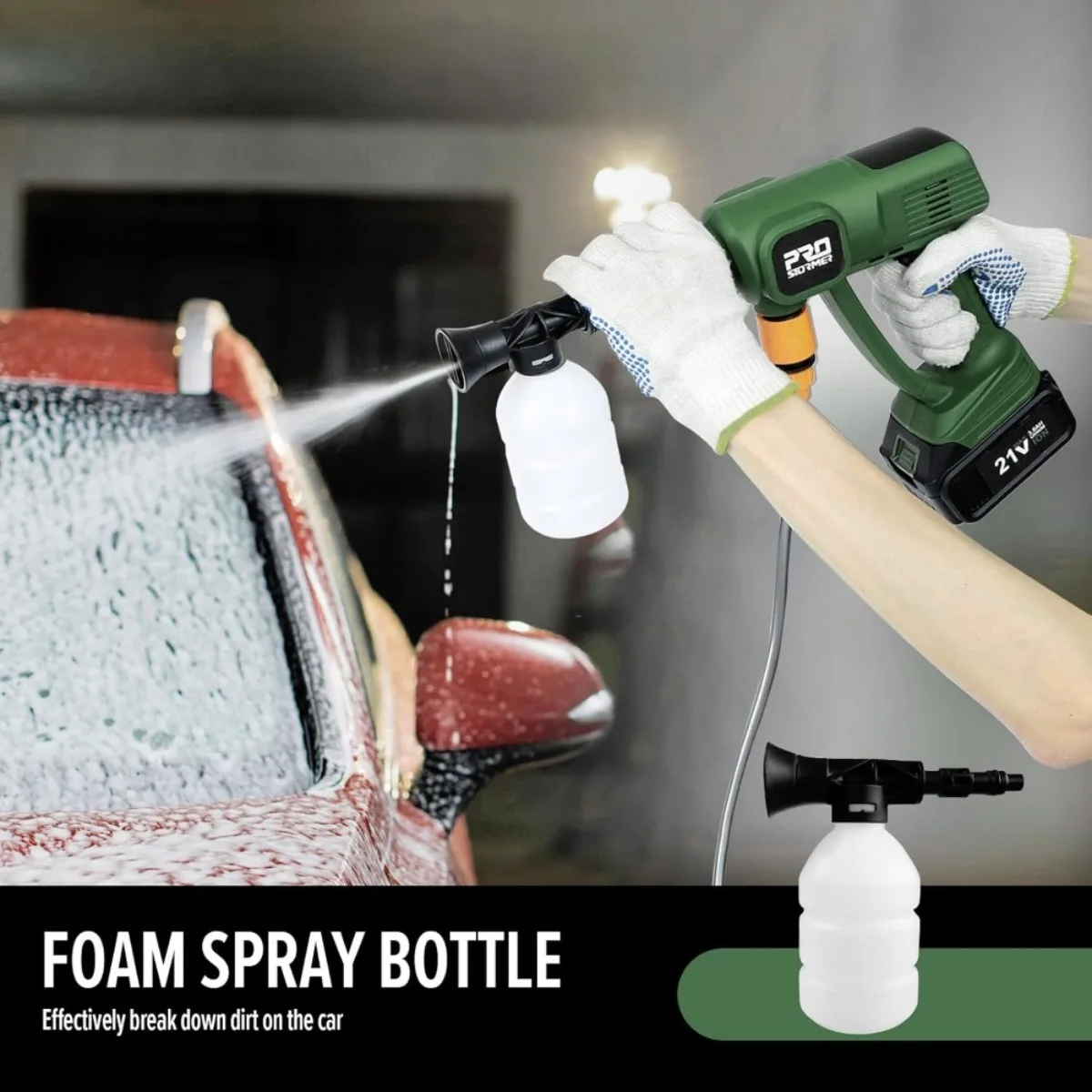 غسالة ضغط لاسلكية 1500 رطل لكل بوصة مربعة، 6 فوهات مع بطاريتين لغسيل السيارات والفناء وتنظيف المنزل، شحن سريع.