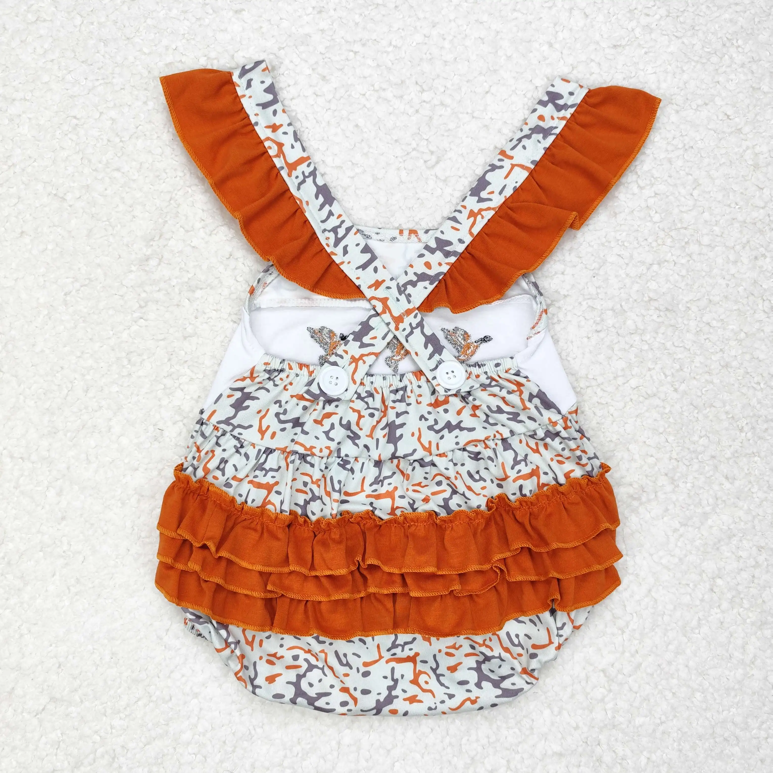

SR1742 Fashion Baby Girls Summer Clothes Toddler Sleeveless Embroidery Print Kids Boutique Romper