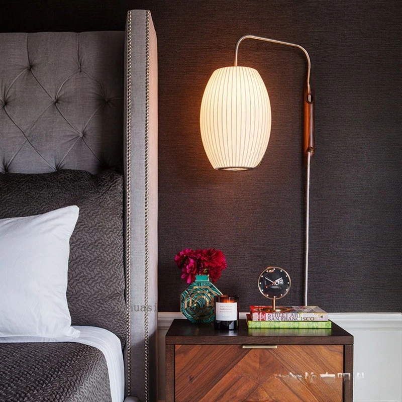 Imitation silk wabi wind Japanese Internet celebrity creative pull wire bed and breakfast lamp