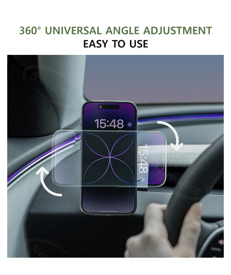 NovaAcc Magnetische Kabellose Ladehalterung für Tesla Model Y Juniper Model 3 Highland 2024-2026 Links-Rechts-Lenkrad Auto-Handyhalterung – Detail 14