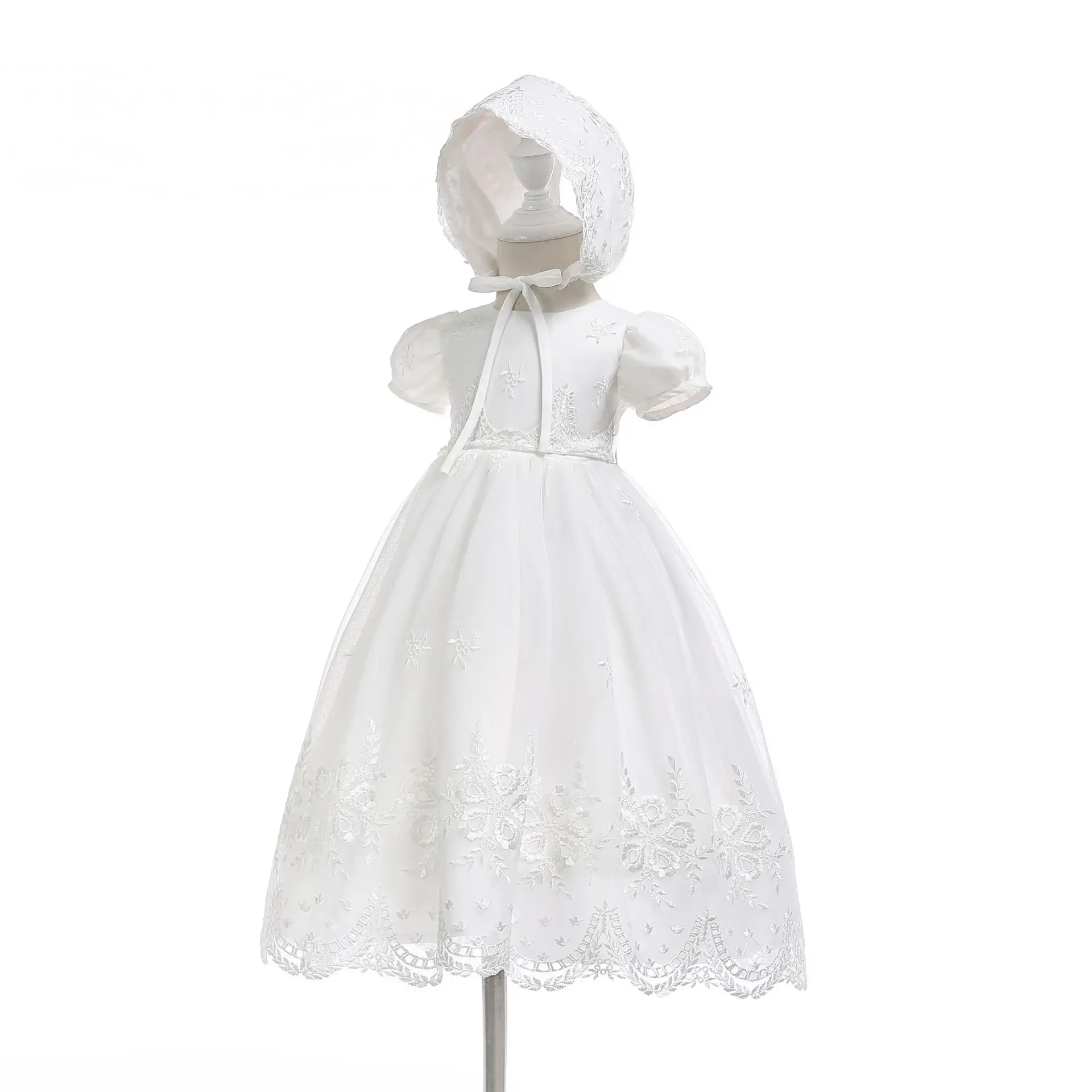 White Birthday Baby Girls Dress Long Floor Baby Girl Baptism Christening Clothes  Newborn Clothes 3 6 12 24 Month 184042