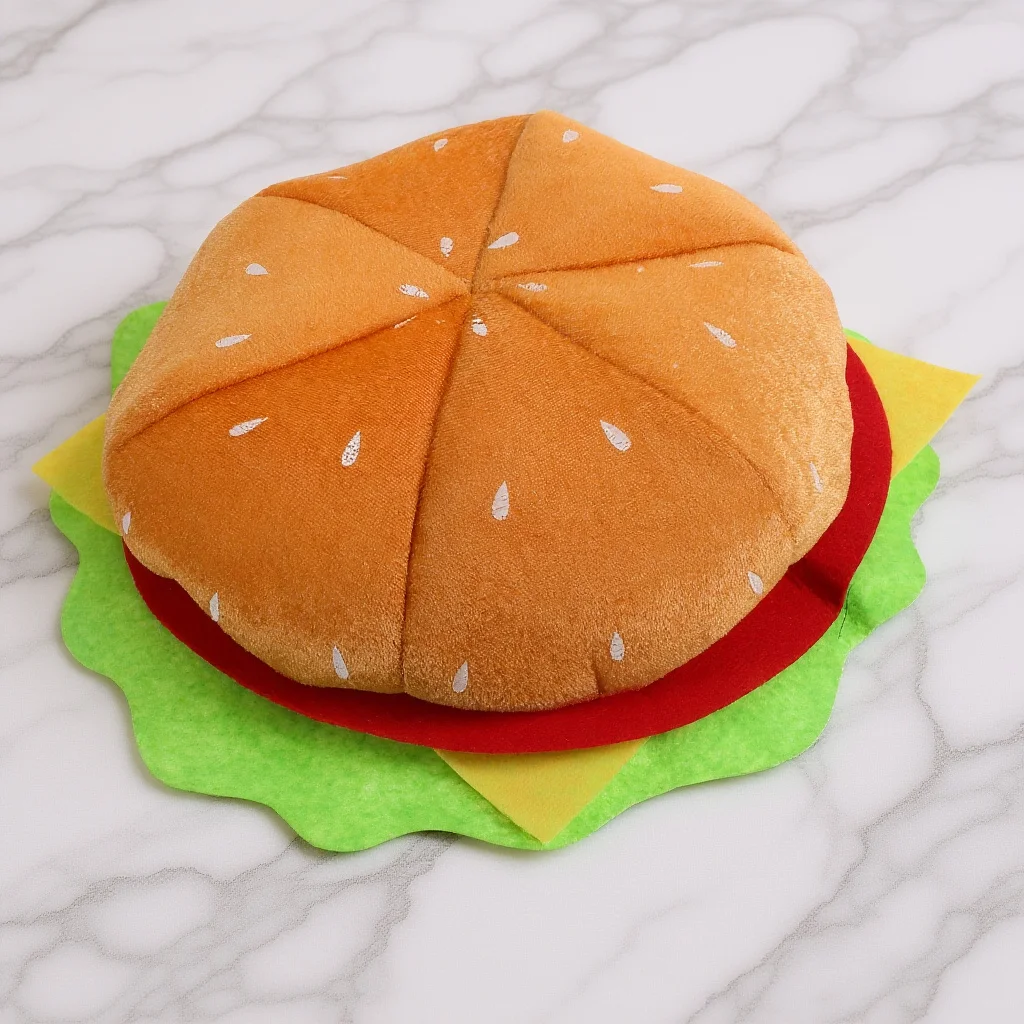 

Stylish Burger Hat Prop Comfortable Soft Material Party Headgear Decorative Hamburger Headdress for Carnival Hamburger Headgear