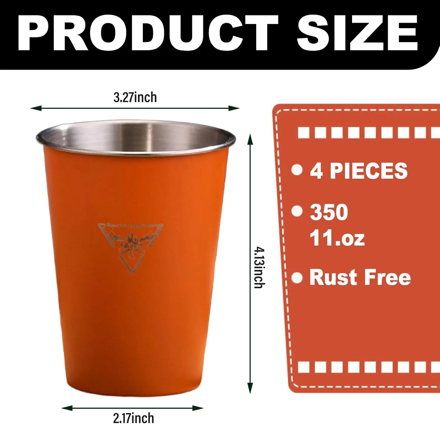 4-Pack 12oz Stainless Steel Camping Cups Pint Metal Mug Tumbler for Outdoor Picnic Hiking Fishing Surfing Party Gift for Him